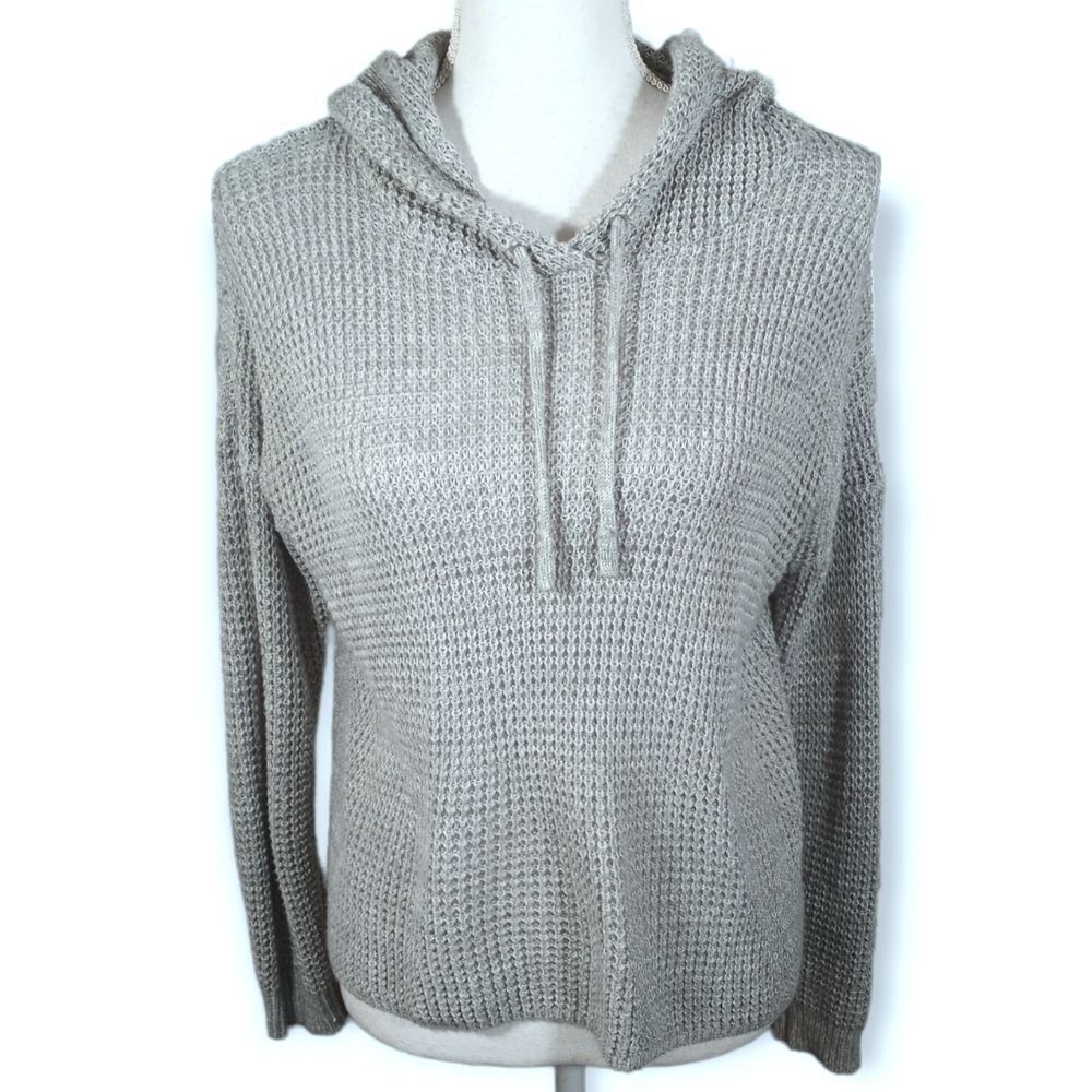 HIPPIE ROSE GRAY WAFFLE KNIT HOODIE SZ.L EUC